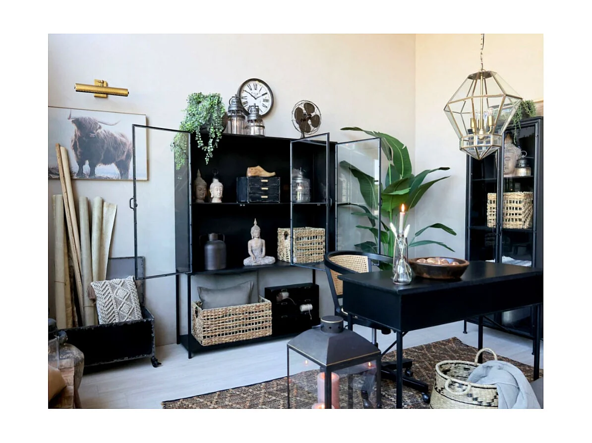 Chaise de bureau en bois noir et marron 60 x 60 x 80 cm