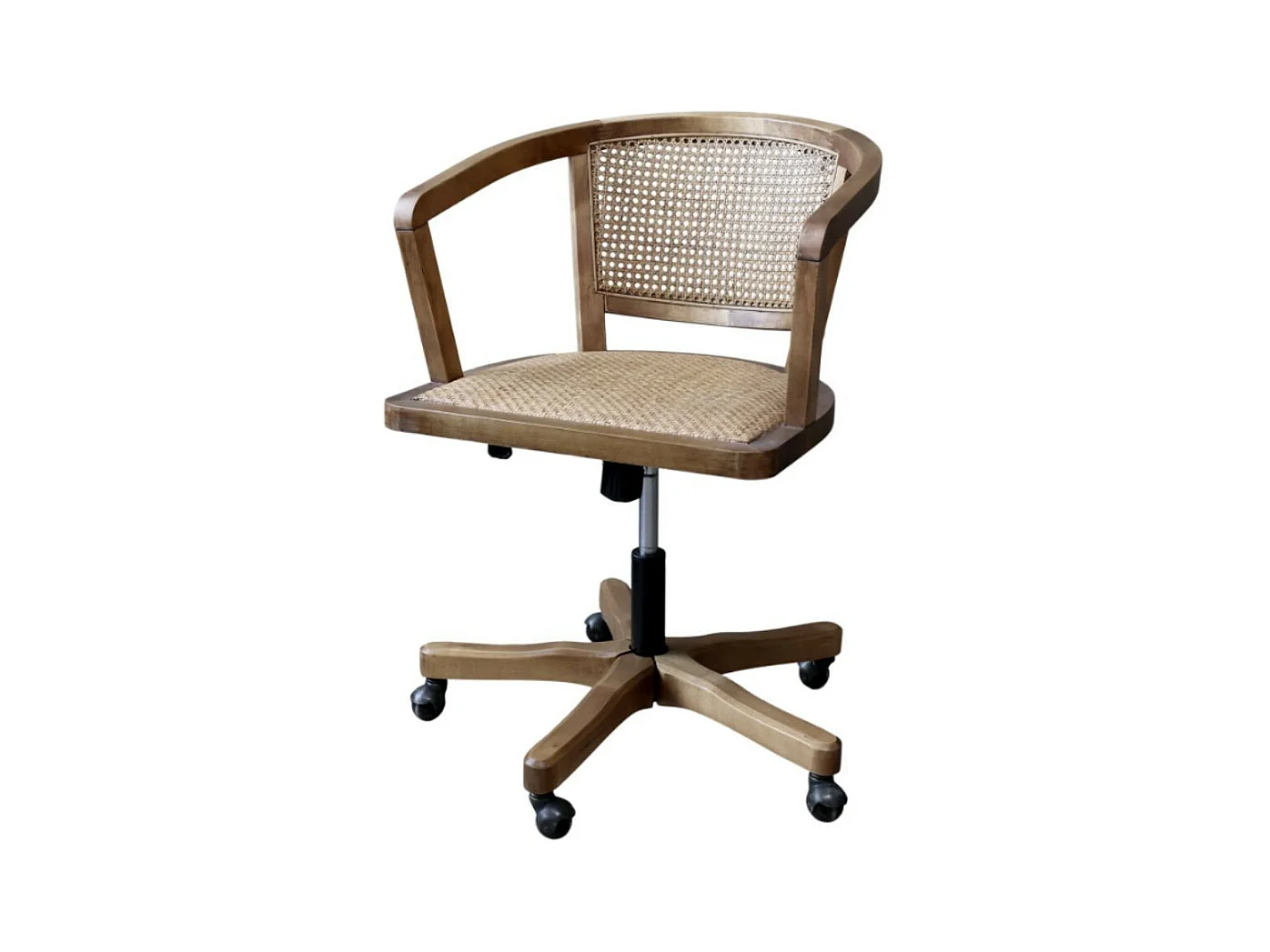 Chaise de bureau en bois de bouleau et rotin 60 x 60 x 80 cm