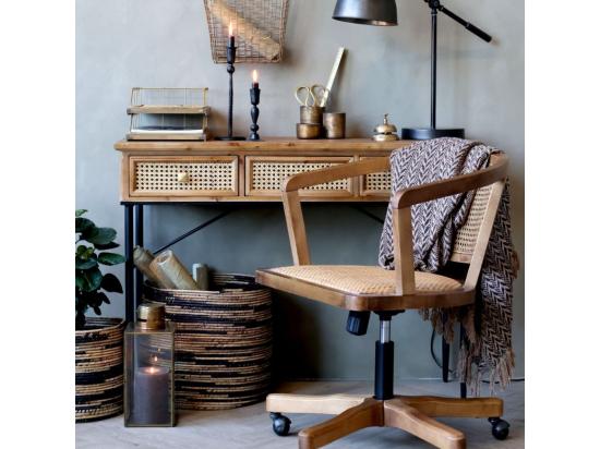 vente unique Chaise de bureau en bois de bouleau et rotin 60 x 60 x 80 cm