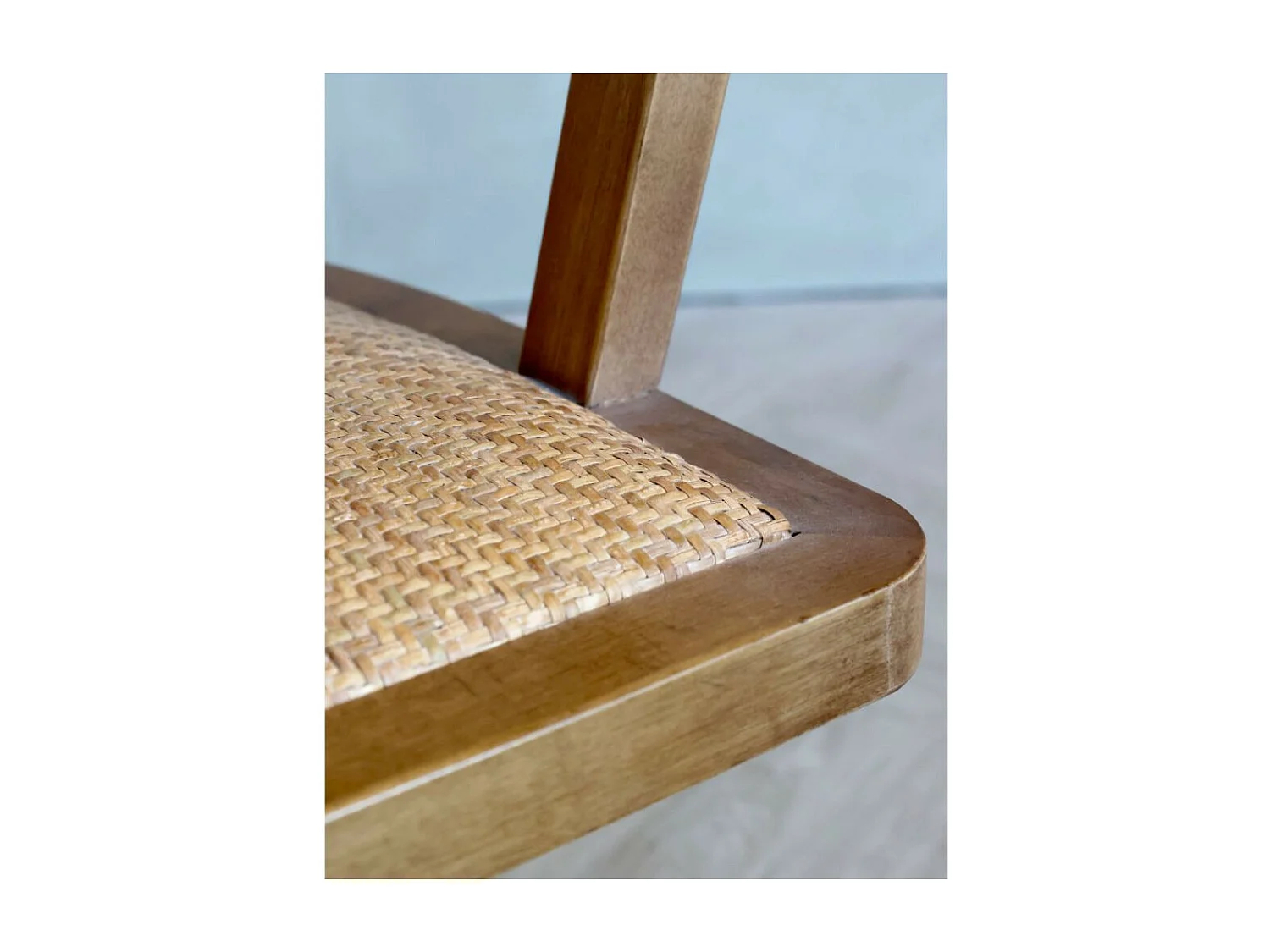 Chaise de bureau en bois de bouleau et rotin 60 x 60 x 80 cm