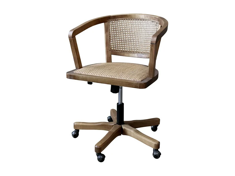 Chaise de bureau en bois de bouleau et rotin 60 x 60 x 80 cm