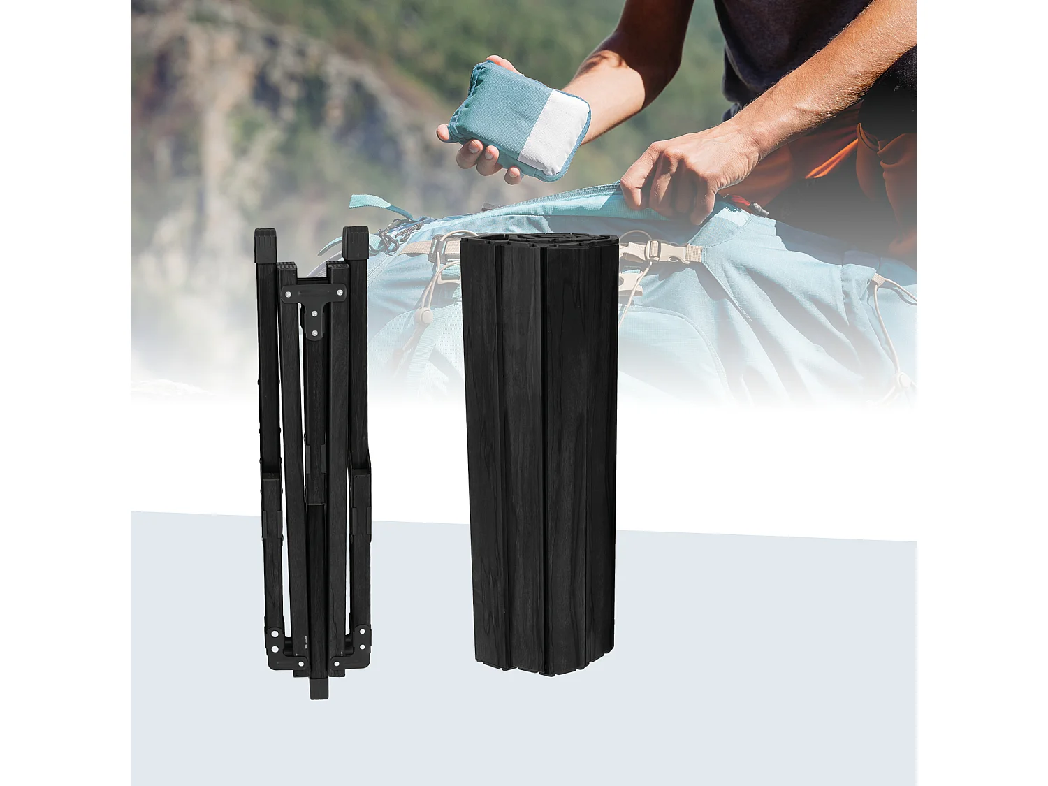 Table de camping pliable JAWINIO, table pliante portable en aluminium noir