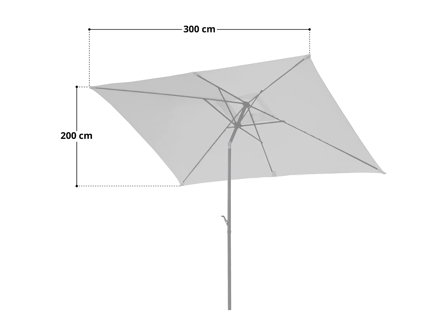 Parasol balcon rectangulaire 3x2m