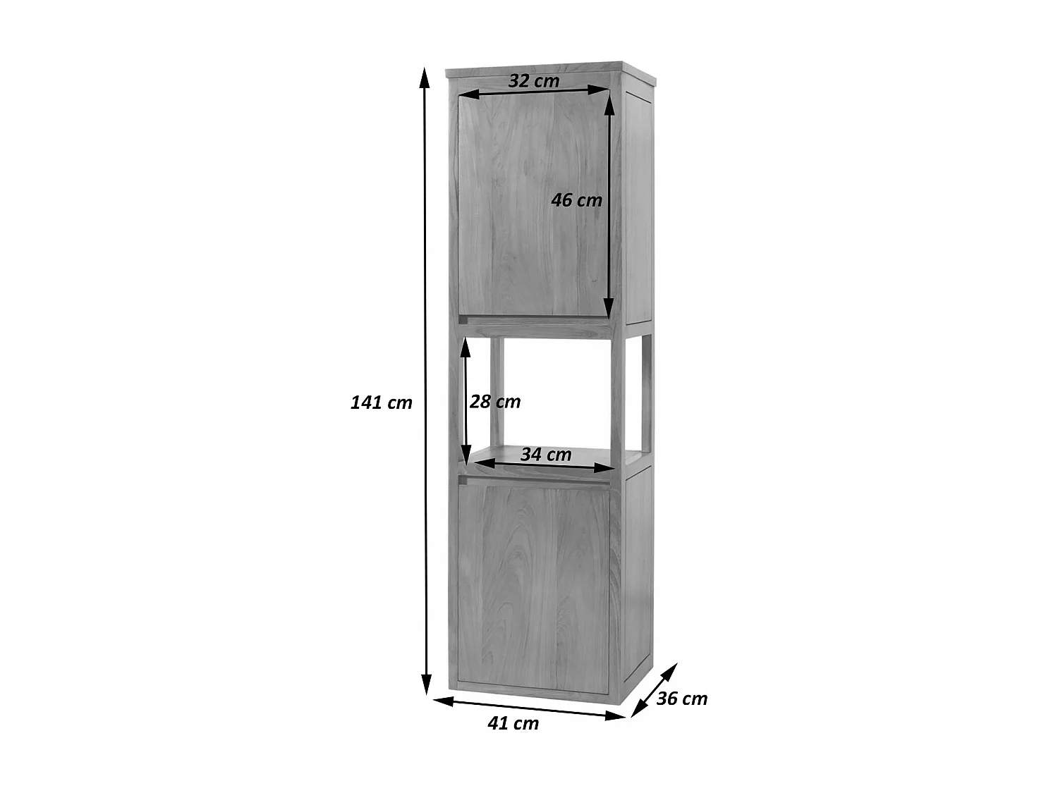 Hoge kast in teak MCW-M71