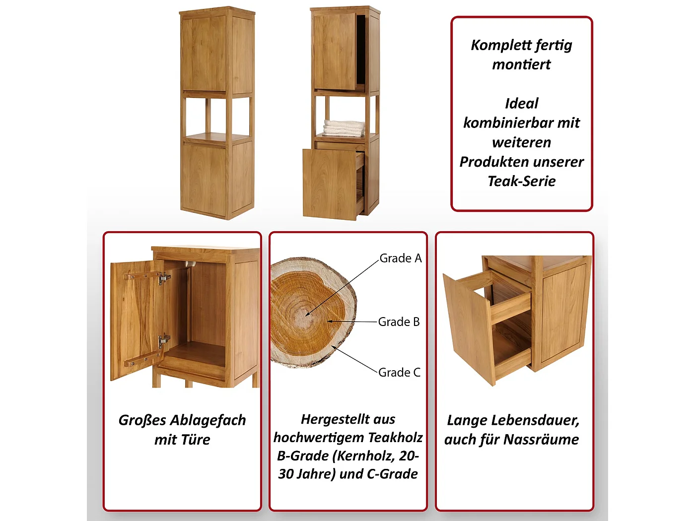 Hoge kast in teak MCW-M71