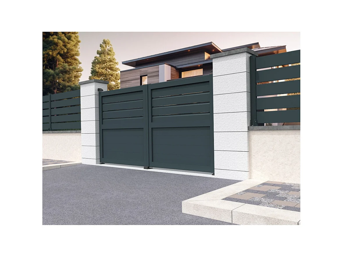 Portail battant mixte NAFASI 3500x1937mm (Gris anthracite)