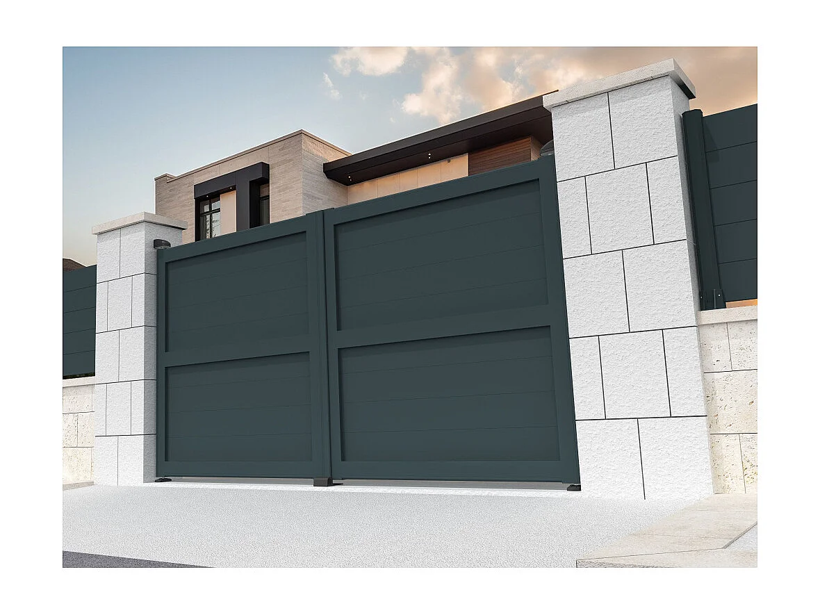 Portail battant plein NAFASI 3500x1907mm (Gris anthracite)