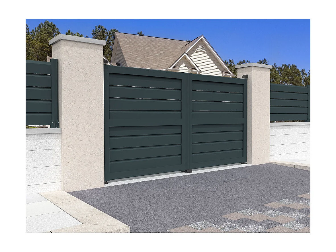 Portail battant brise-vue NAFASI 4000x1730mm (Gris anthracite)