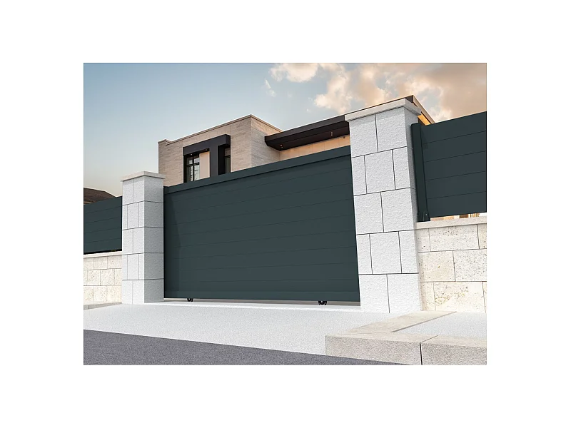 Portail coulissant plein RUUMI 4000x1692mm (Gris anthracite)