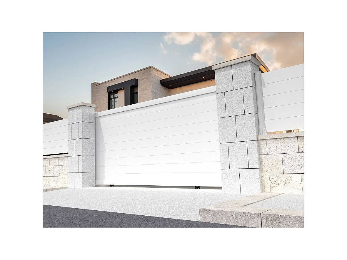 Portail coulissant plein RUUMI 4000x1692mm (Blanc)
