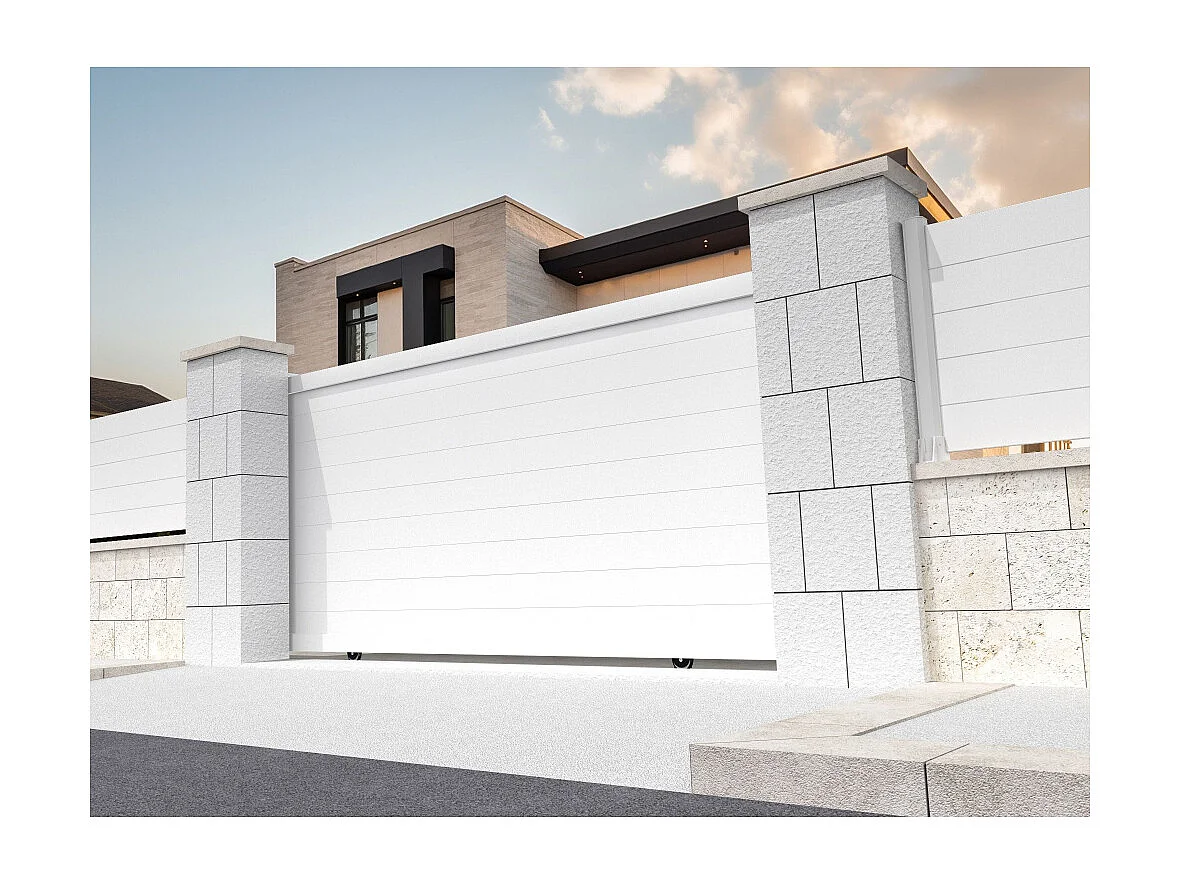 Portail coulissant plein RUUMI 3500x1692mm (Blanc)