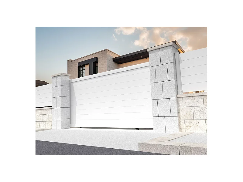 Portail coulissant plein RUUMI 3500x1843mm (Blanc)