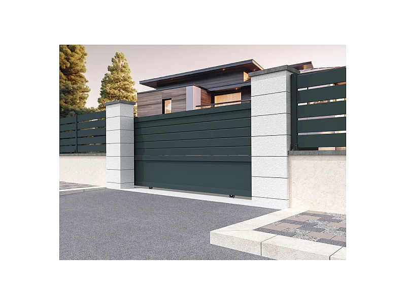 Portail coulissant mixte RUUMI 3000x1750mm (Gris anthracite)