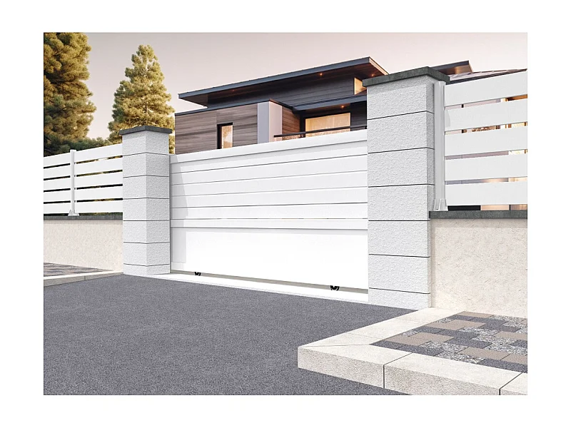 Portail coulissant mixte RUUMI 3500x1563.6mm (Blanc)