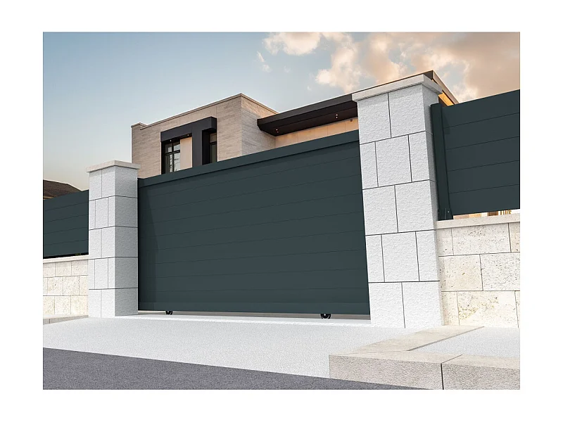 Portail coulissant plein RUUMI 3500x1542mm (Gris anthracite)