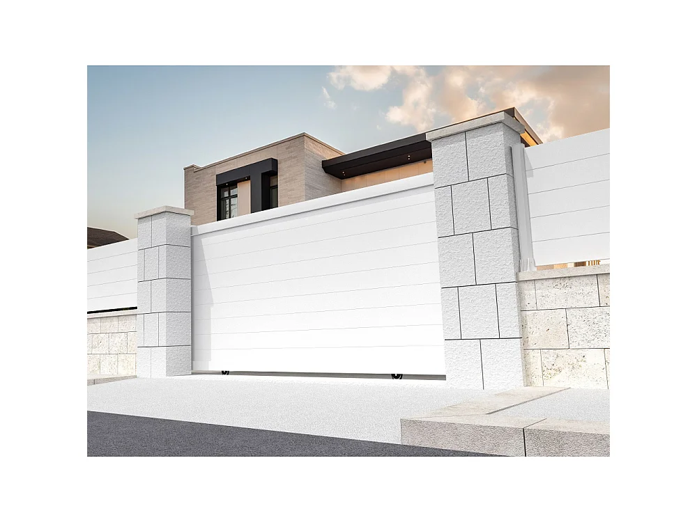 Portail coulissant plein RUUMI 3500x1542mm (Blanc)