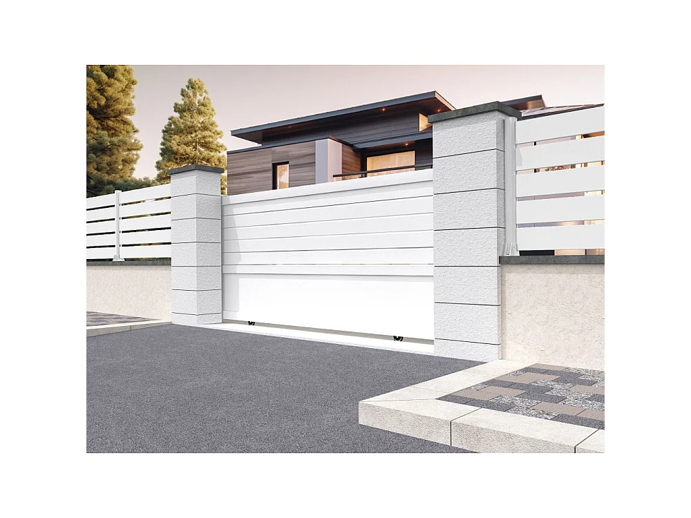 Portail coulissant mixte RUUMI 3000x1563.6mm (Blanc)