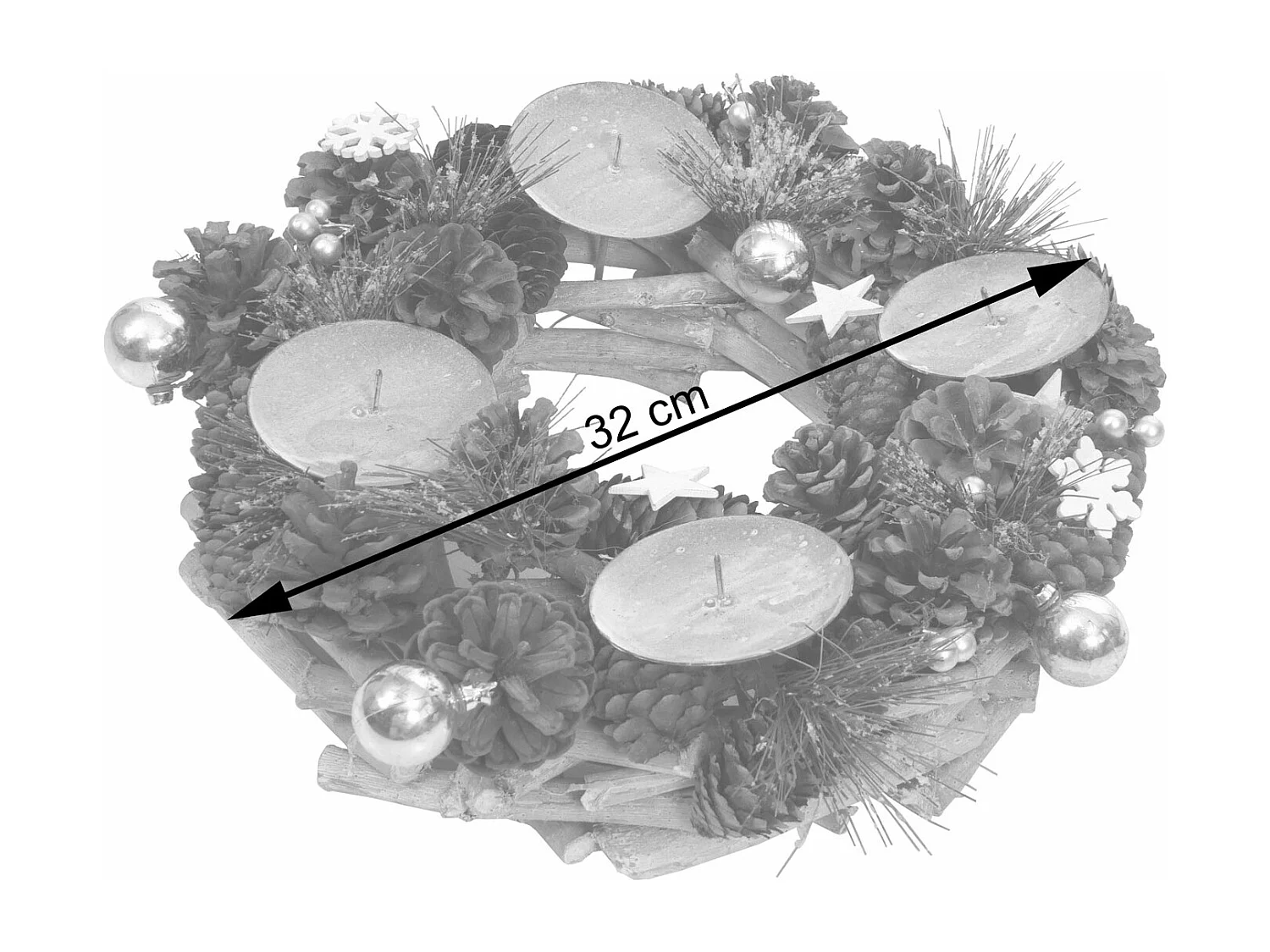 Adventskrans met kaarsen MCW-M15,  zonder kaarsen