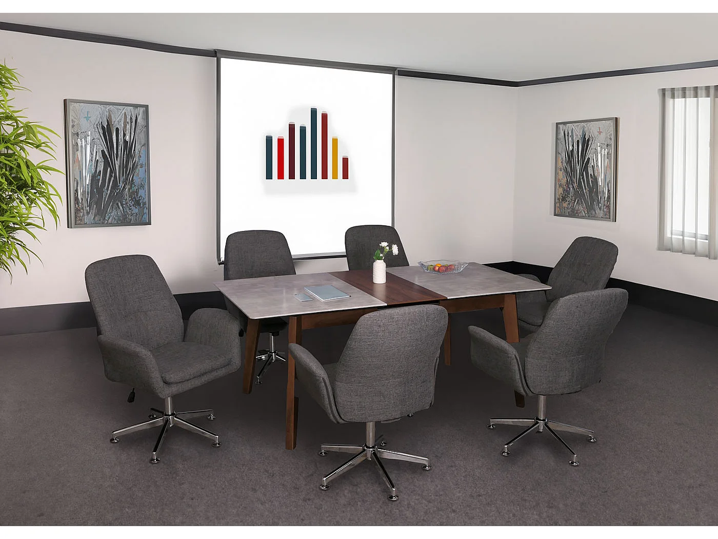 Sillón de conferencia MCW-K23,  gris oscuro