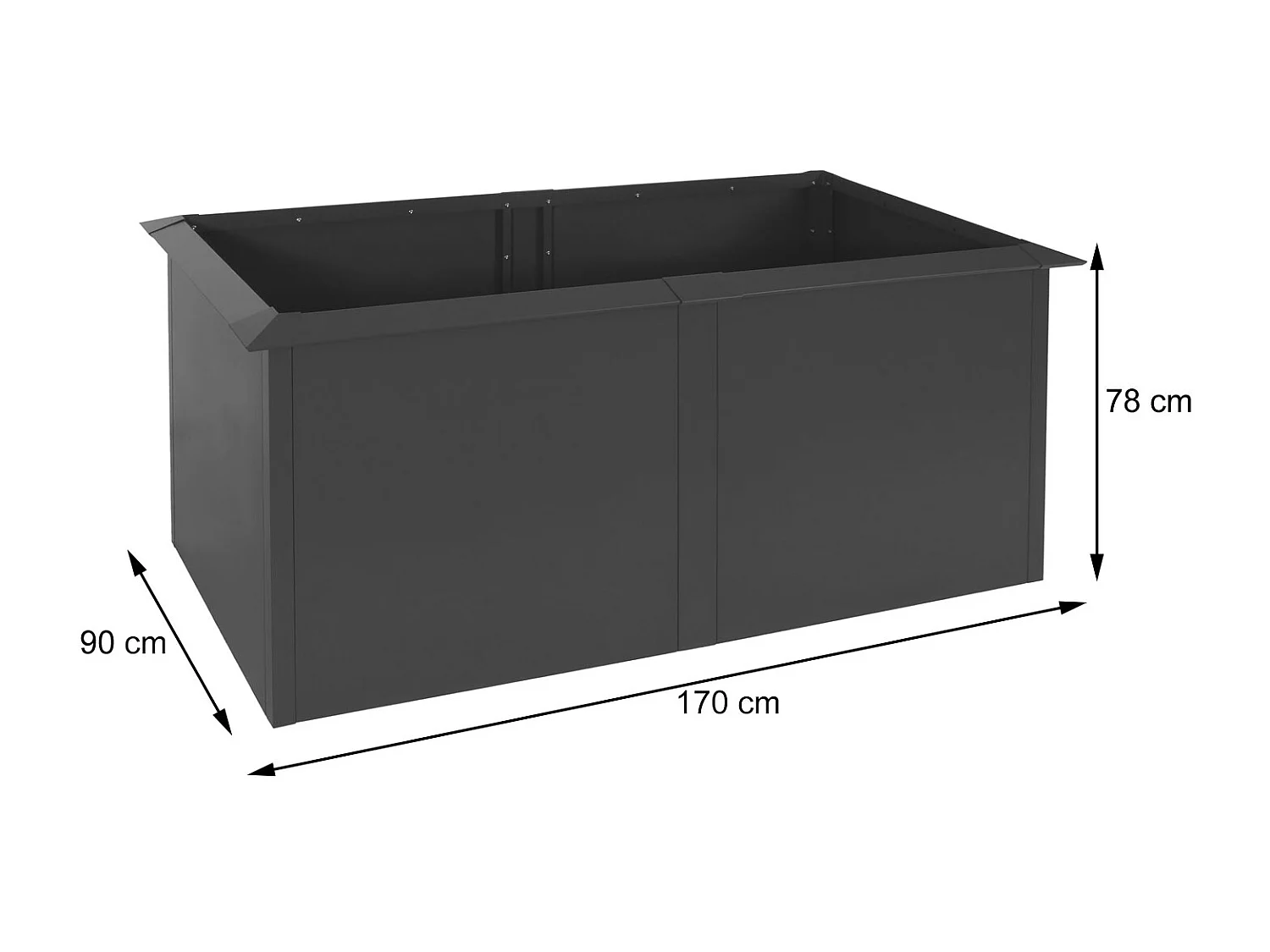 Hochbeet MCW-N24, Metallhochbeet Gemüsebeet Blumenkasten Pflanzkübel, Schneckenkante 78x170x90cm Eisen 52kg, anthrazit