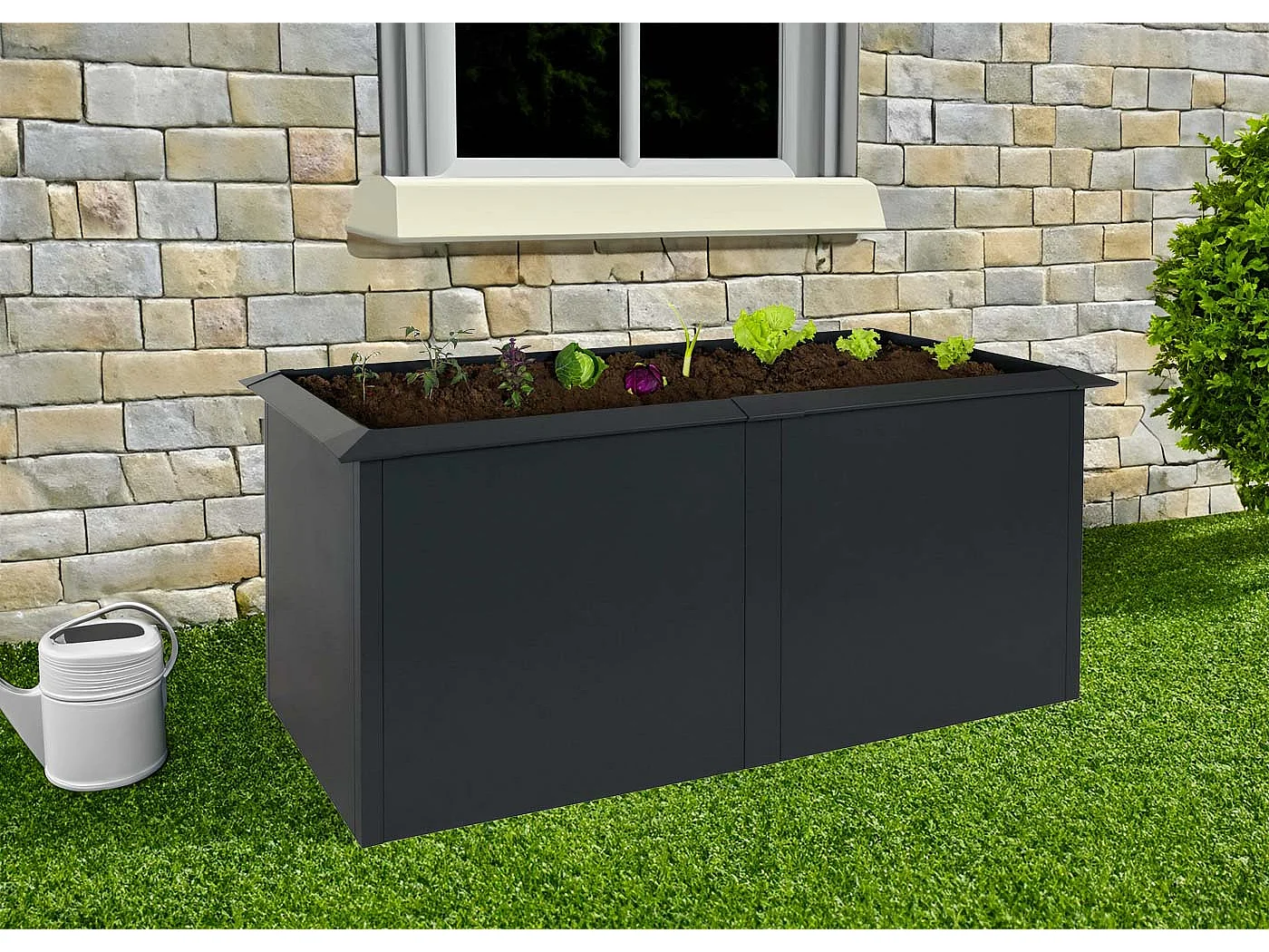 Hochbeet MCW-N24, Metallhochbeet Gemüsebeet Blumenkasten Pflanzkübel, Schneckenkante 78x170x90cm Eisen 52kg, anthrazit