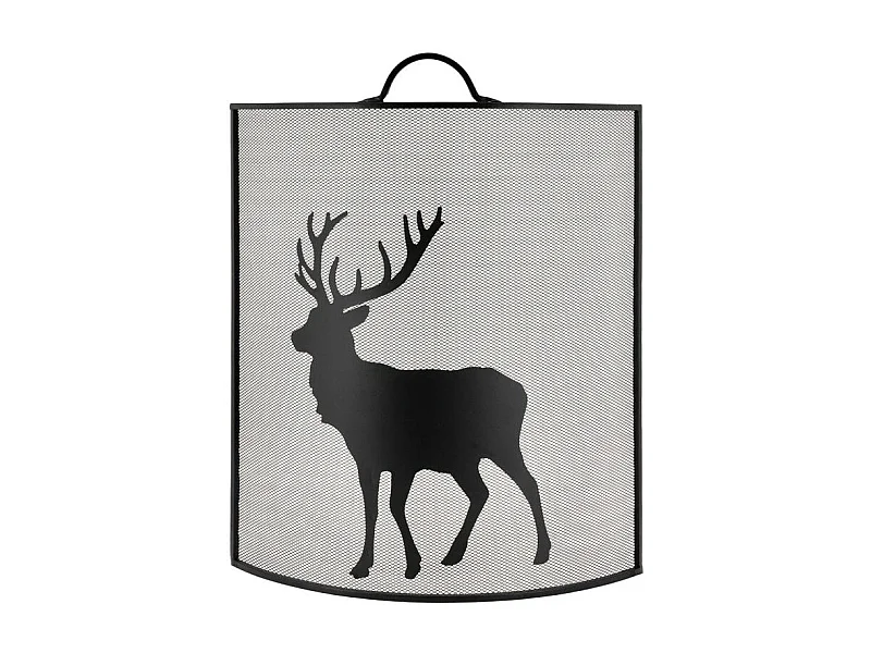 Pare-feu cheminée en métal noir avec décor Cerf – Élégance et sécurité