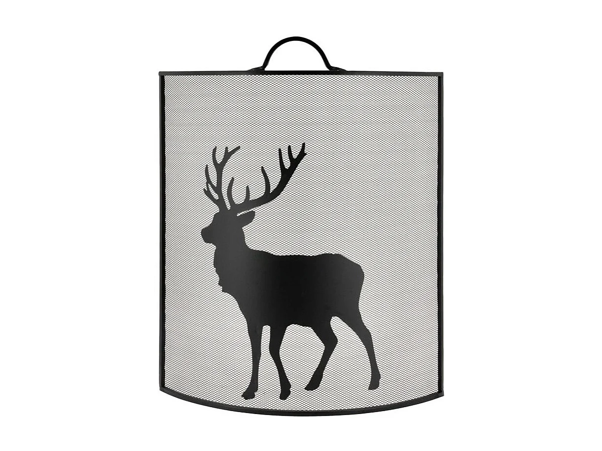 Pare-feu cheminée en métal noir avec décor Cerf – Élégance et sécurité