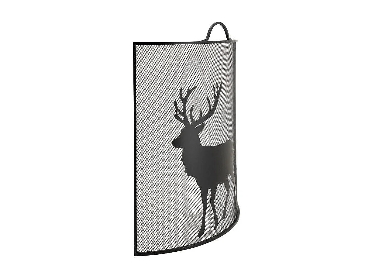 Pare-feu cheminée en métal noir avec décor Cerf – Élégance et sécurité
