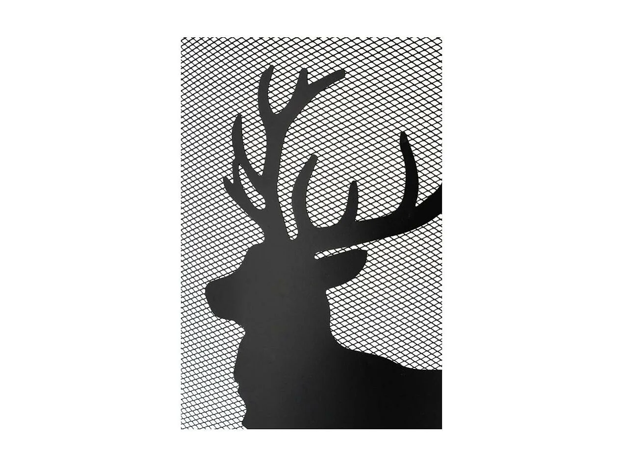 Pare-feu cheminée en métal noir avec décor Cerf – Élégance et sécurité
