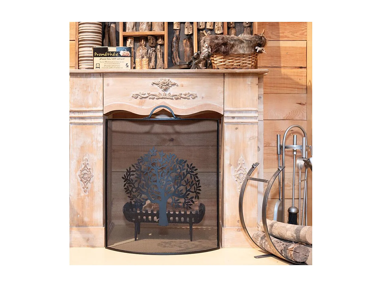 Pare-feu de cheminée en métal Arbre de vie