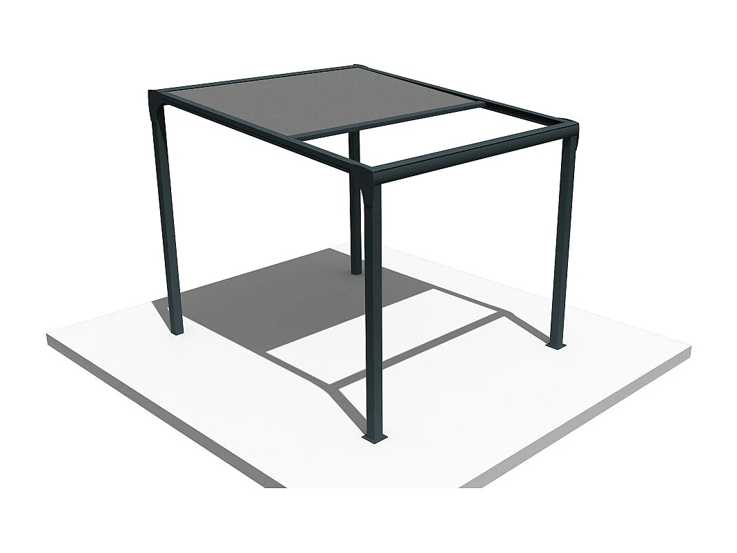 Pergola toile TILA îlot 4,00x3,50m Motorisé à télécommande + manœuvre de secours (Gris Graphite - Gris anthracite)