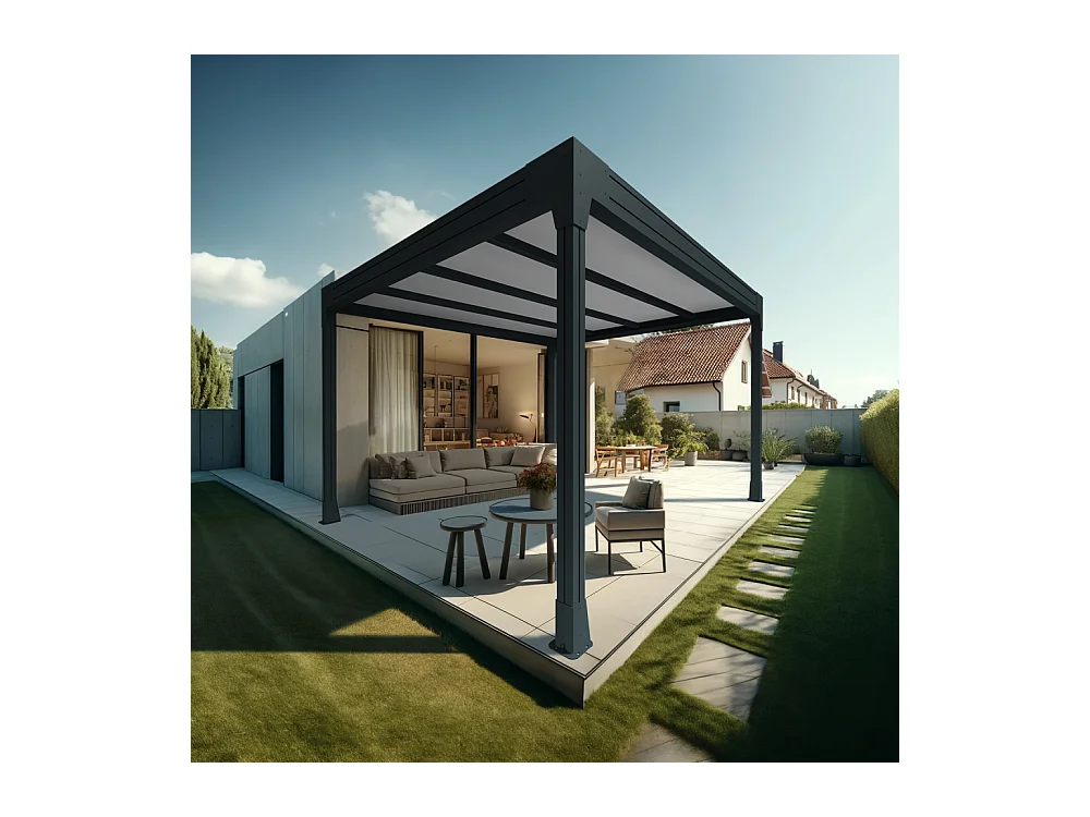 Carport HAPESIRE Isotoit® îlot 5,02x3,50m (Gris anthracite)