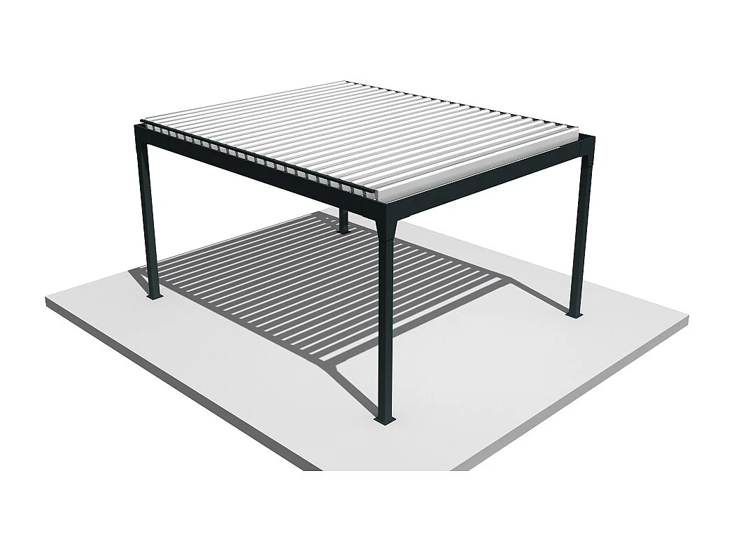 Pergola Bioclimatique AVANOA îlot 4,00x4,063 M Vérin à Télécommande (Gris anthracite / Blanc)