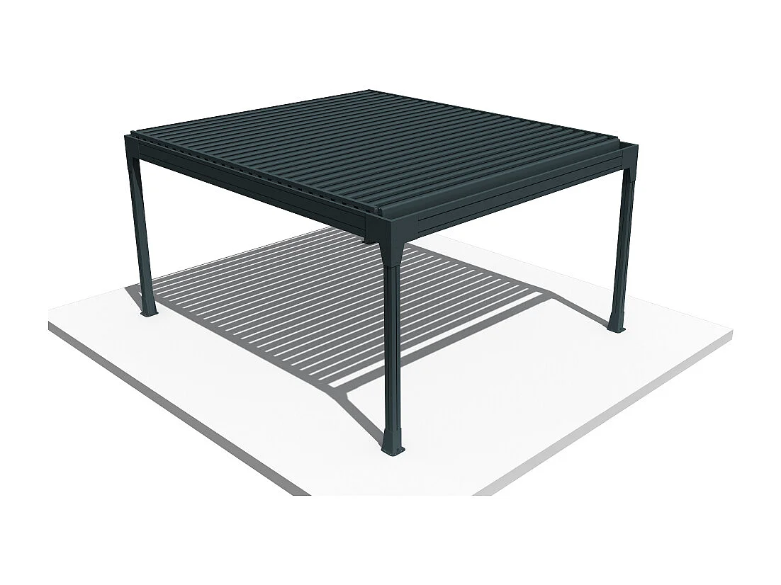 Pergola bioclimatique HELY îlot 4,00x5,154m Vérin à télécommande (Gris anthracite)