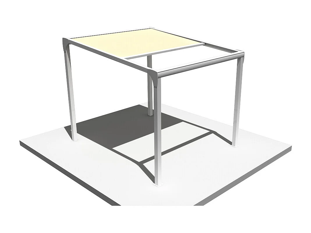 Pergola toile TILA îlot 3,00x3,00m Motorisé à télécommande + manœuvre de secours (Ecru - Blanc)