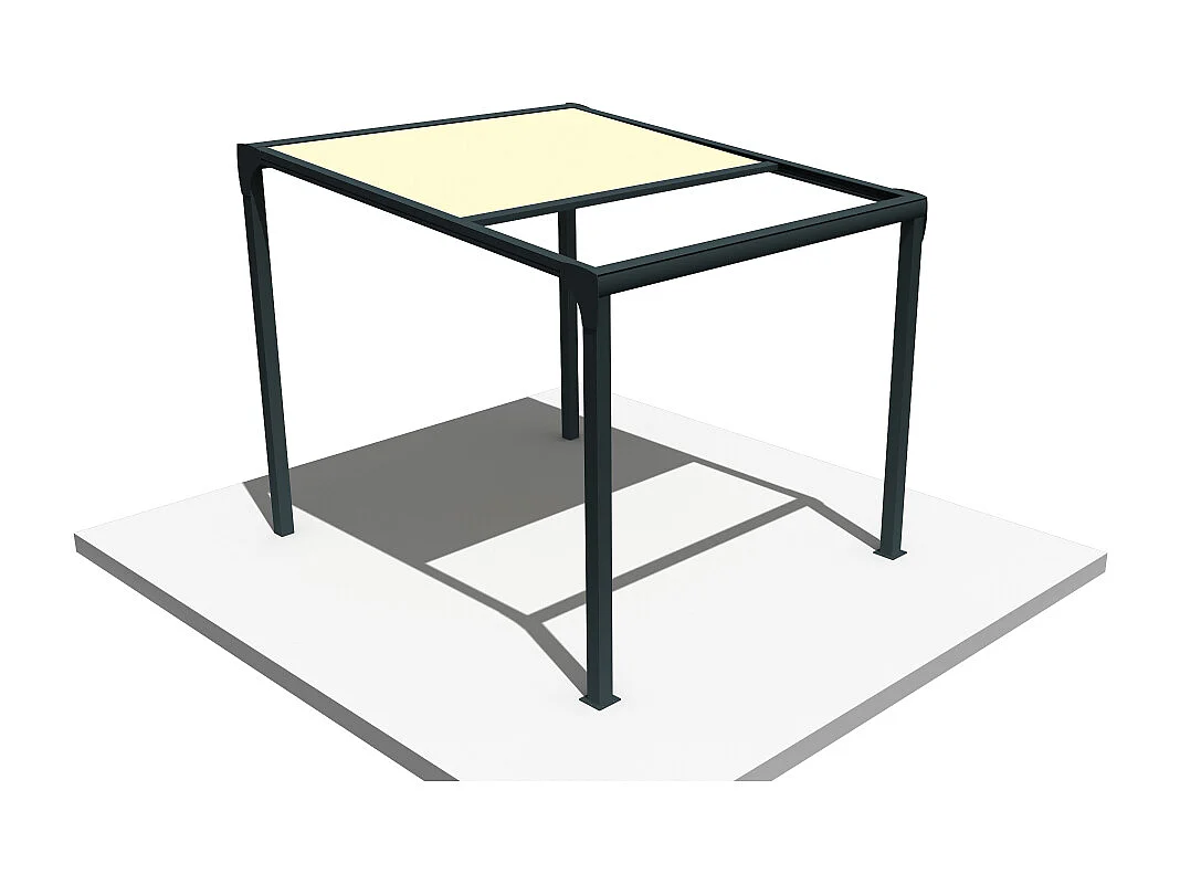 Pergola toile TILA îlot 4,00x4,00m Motorisé à télécommande + manœuvre de secours (Ecru - Gris anthracite)