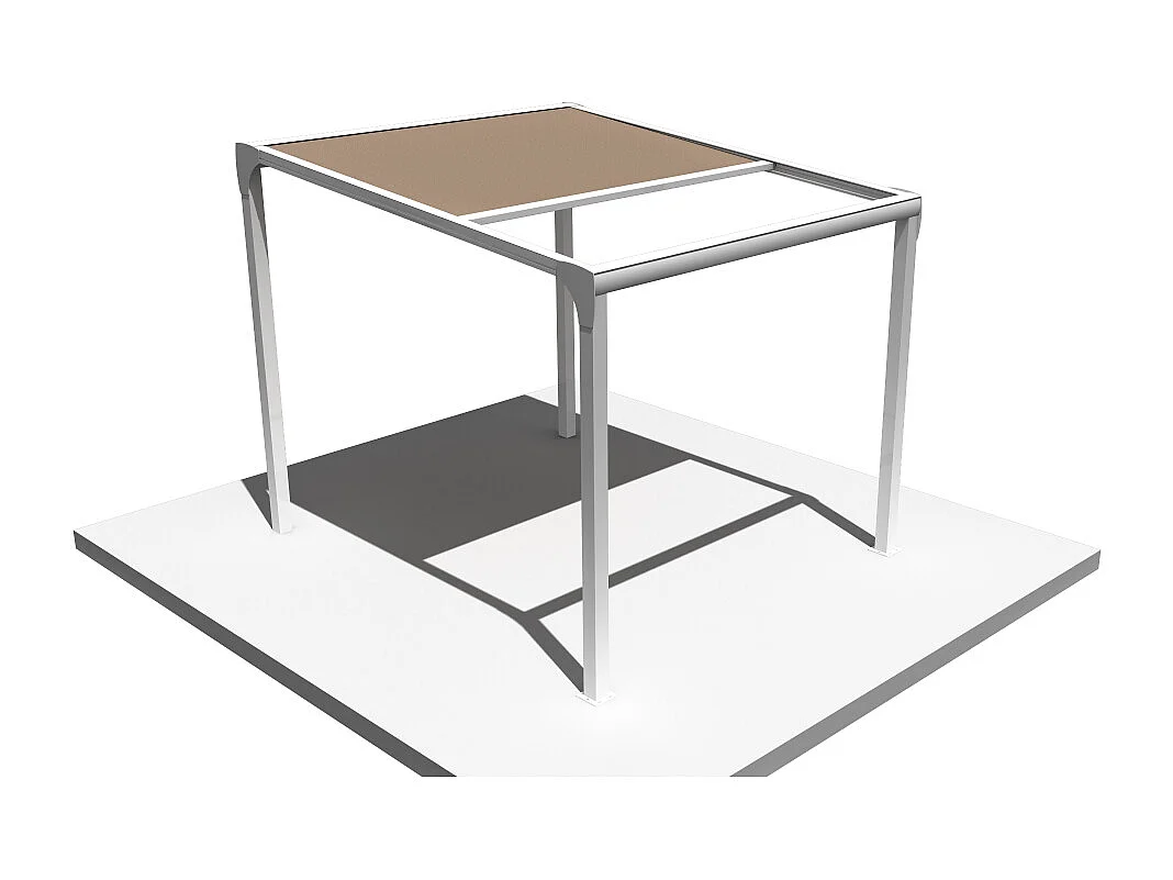 Pergola toile TILA îlot 4,00x3,00m Motorisé à télécommande + manœuvre de secours (Taupe - Blanc)