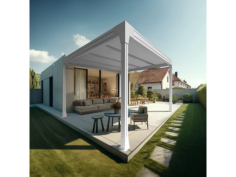 Carport HAPESIRE Isotoit® îlot 5,02x4,00m (Blanc)
