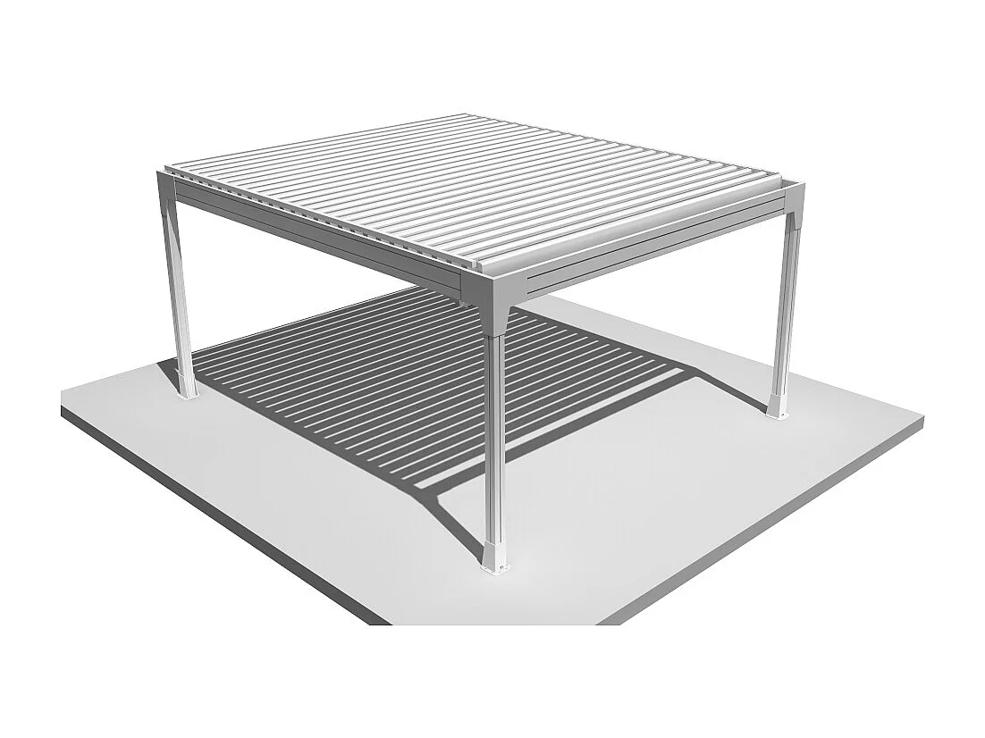 Pergola bioclimatique HELY îlot 4,00x6,029m Vérin à télécommande (Blanc)