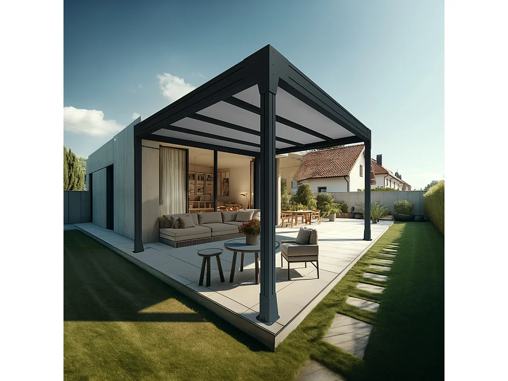 Carport HAPESIRE Isotoit® îlot 6,26x4,00m (Gris anthracite)