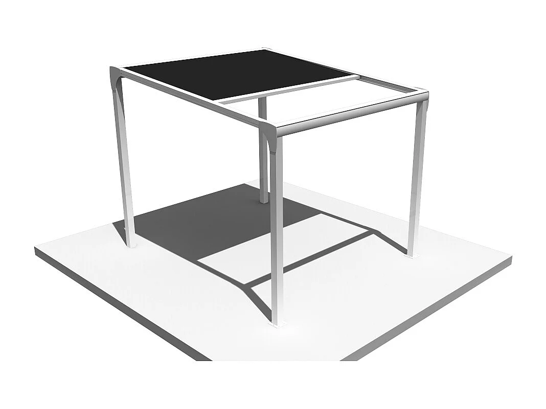 Pergola toile TILA îlot 3,50x3,50m Motorisé à télécommande + manœuvre de secours (Noir - Blanc)