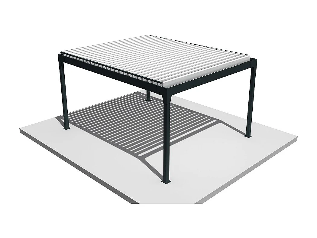 Pergola Bioclimatique AVANOA îlot 3,00x3,013 M Vérin à Télécommande (Gris anthracite / Blanc)