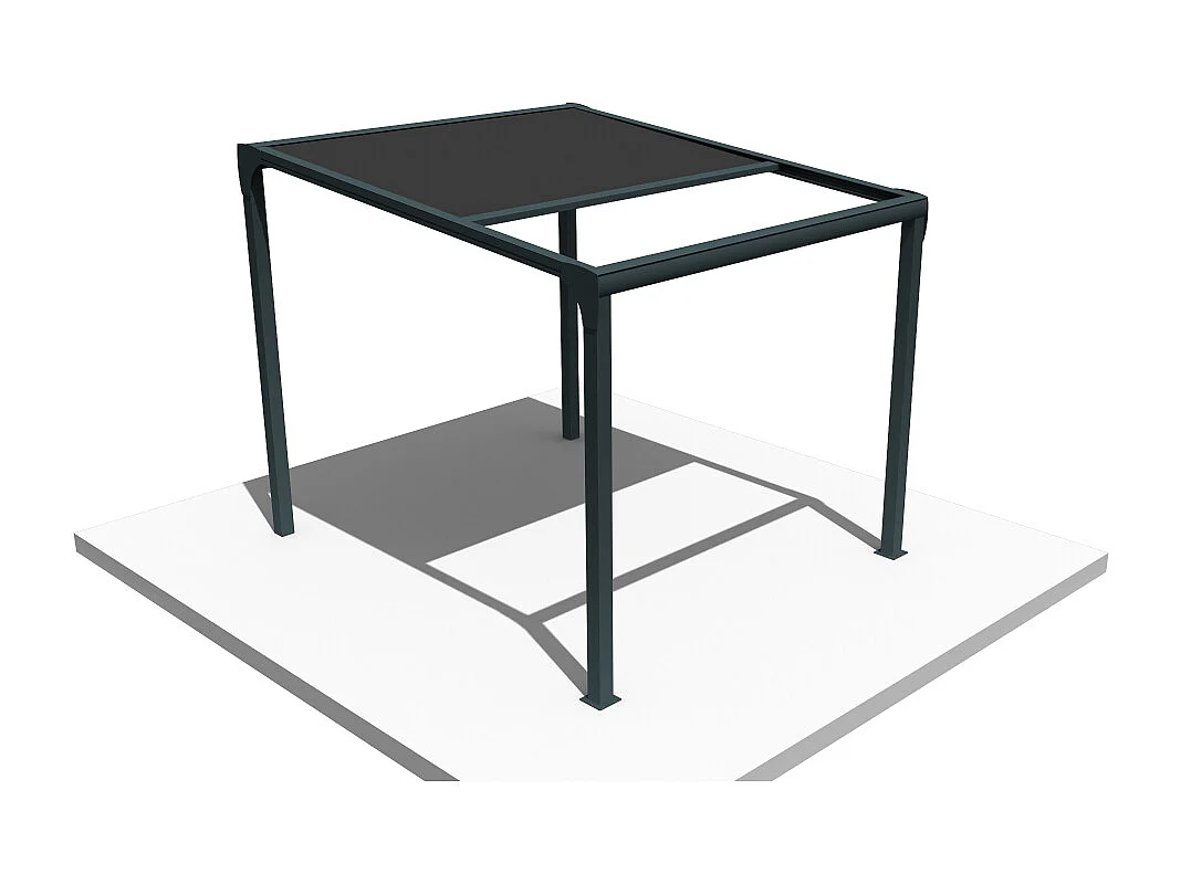 Pergola toile TILA îlot 3,50x3,00m Motorisé à télécommande + manœuvre de secours (Noir - Gris anthracite)