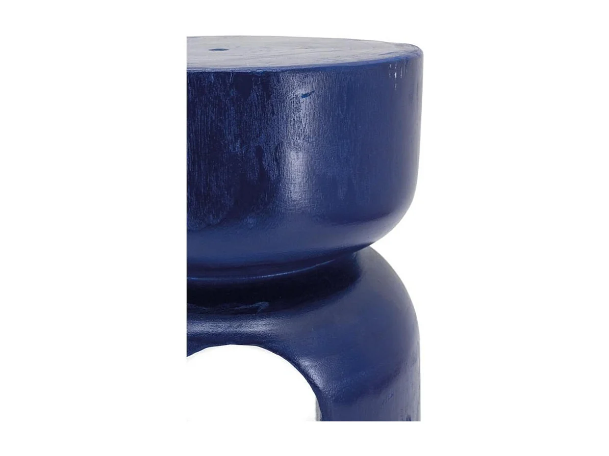 Tabouret en bois paulownia Molaire Bleu