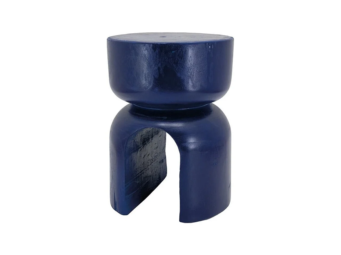 Tabouret en bois paulownia Molaire Bleu