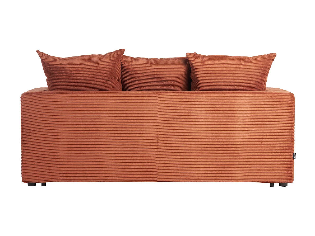 Canapé convertible 3 places en tissu velours côtelé terracotta avec matelas 13 cm BACIO