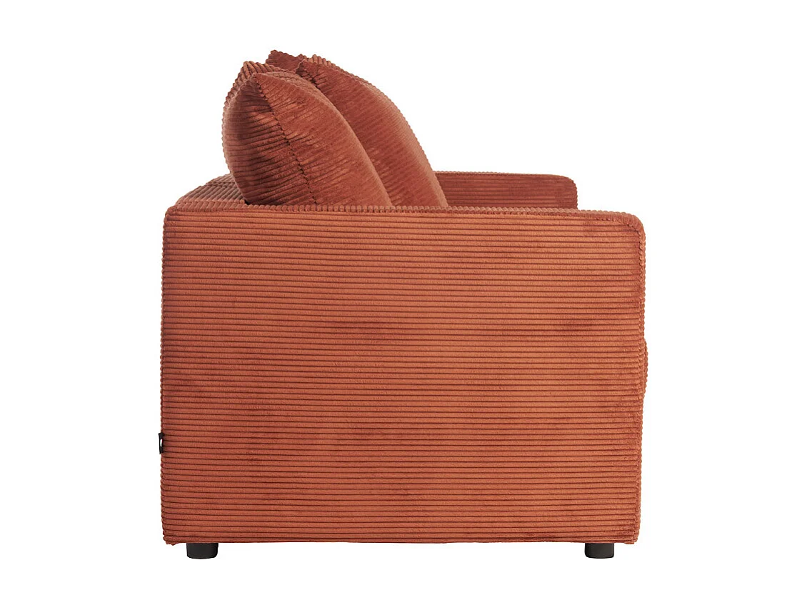 Canapé convertible 3 places en tissu velours côtelé terracotta avec matelas 13 cm BACIO