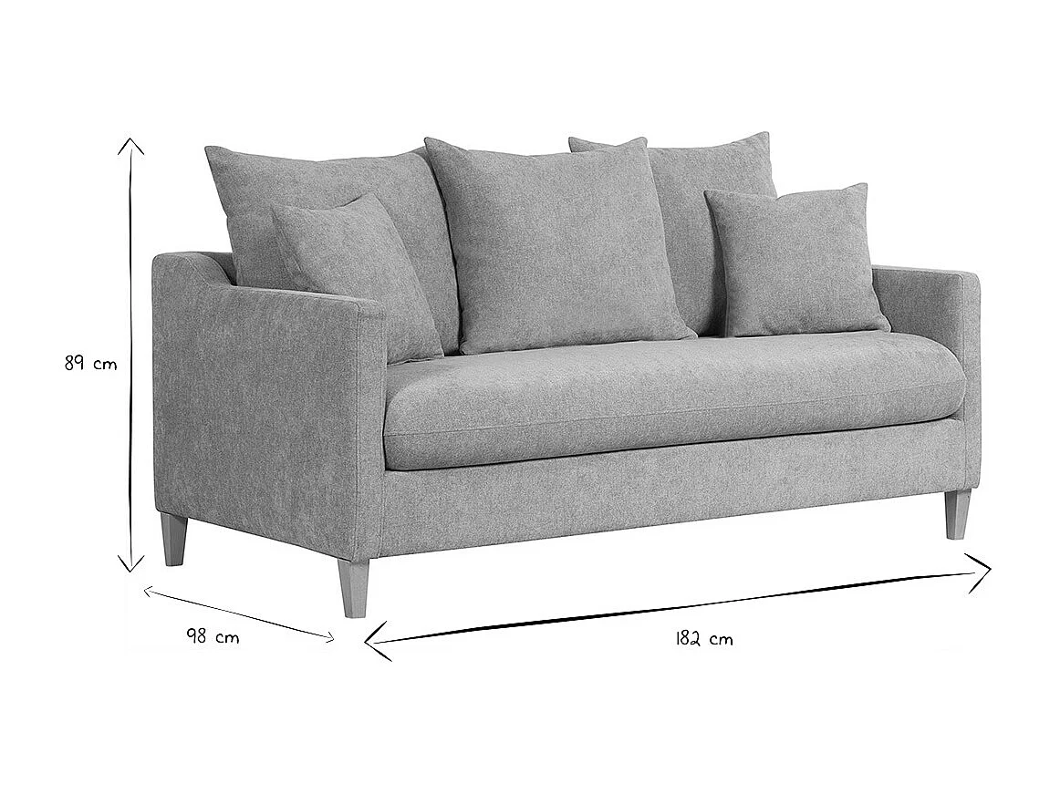 Sofá cama nórdico 3 plazas de tela efecto aterciopelado topo y madera clara LOUISE