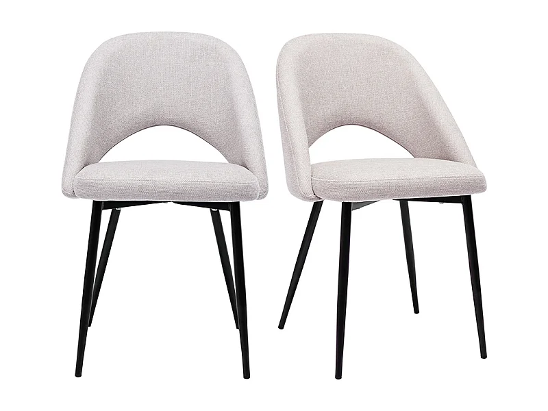 Set de 2 sillas vintage de tejido efecto aterciopelado texturizado beige y metal negro COSETTE