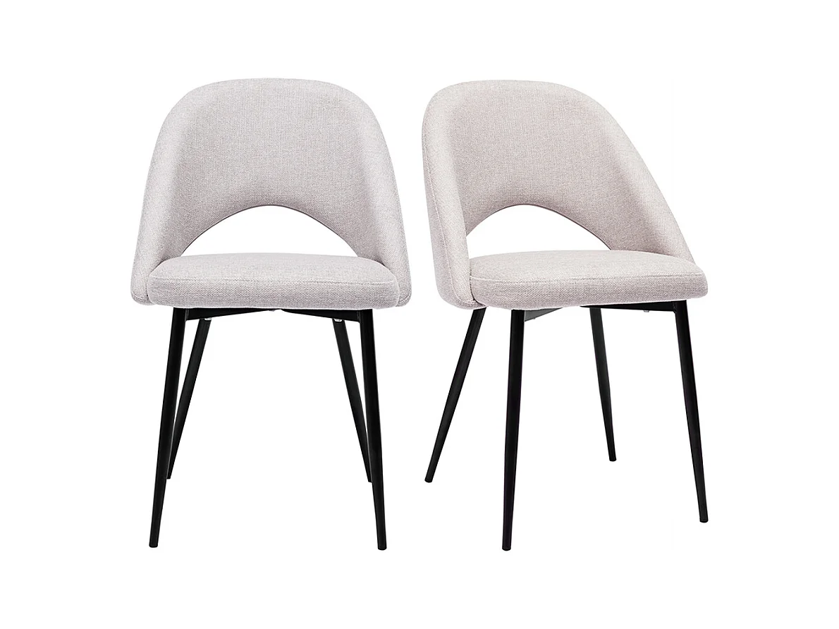Chaises vintage en tissu effet velours texturé beige et métal noir (lot de 2) COSETTE